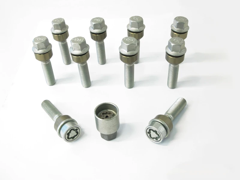 H&R Wheel bolt Set Round-Head with movable cone R14 M14x1.50 - Length 68mm - 10 pcs. (e.g. compatible with Porsche) - incl. wheel-locks