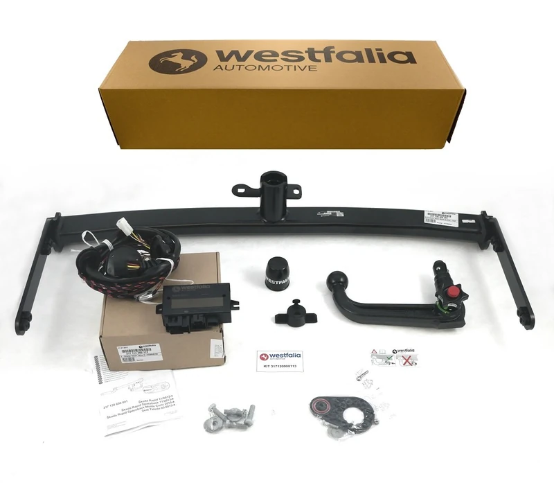Westfalia Detachable Towing Hitch for Skoda Rapid (including Spaceback) (from 07/2015), Seat Toledo (07/2015-04/2019) - Set with 13-Pin Vehicle-Specific Electrical Kit