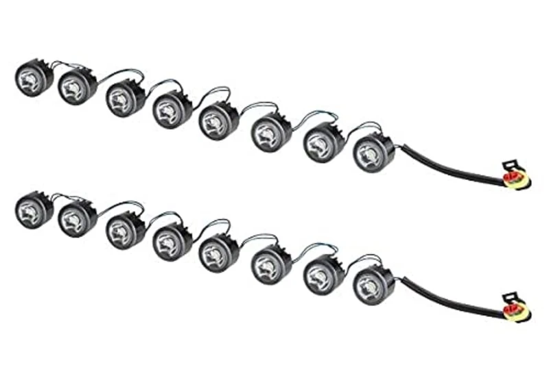 HELLA 2PT 010 458-761 LED-Daytime Running Light Set - LEDayFlex - 12/24V - Round - Fitting - Lens Colour: Crystal clear - Cable: 120mm - Vehicle Front - Set