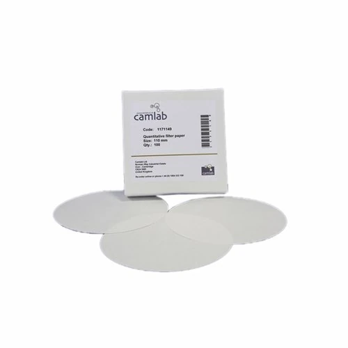 Camlab 1171151 Grade 12 [43] Quantitative Filter Paper Medium, Fast Filtering, Ashless, 150 mm Diameter (Pack of 100)