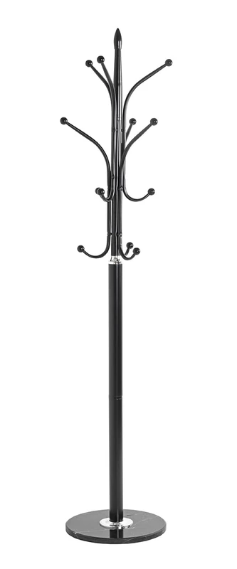 HAKU Hall-Tree Chrome, Black, Marble, Metal - Dim.: H 179 cm X Ø 40 cm, Style: Modern