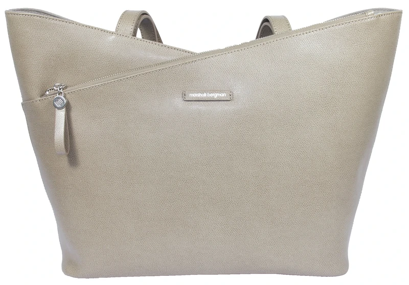 Marshall Bergman Athena 13-Inch Leather Tote Bag - Taupe - Image 1