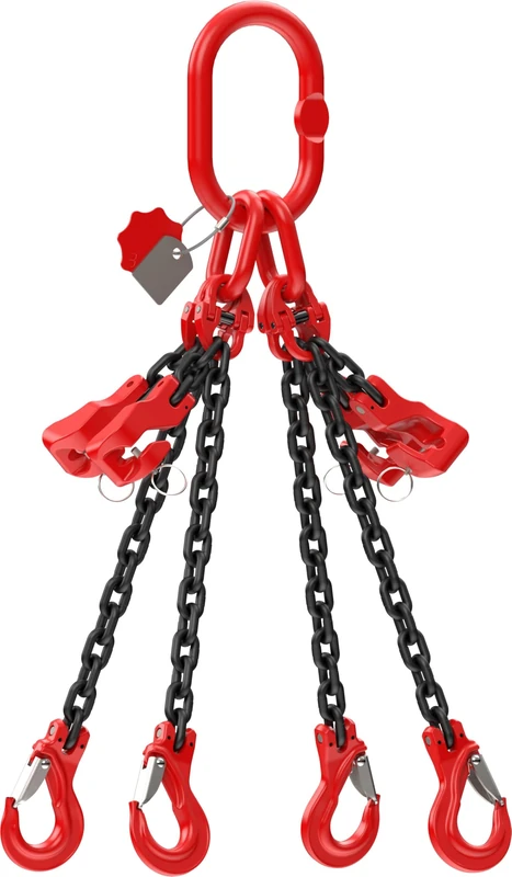Dolezych DoKett 4 Strand Shortenable Grade 8 1m Length Chain for Cranes with Clevis Hook, 2360kg Load Capacity up to 45°, 1700kg to 60°