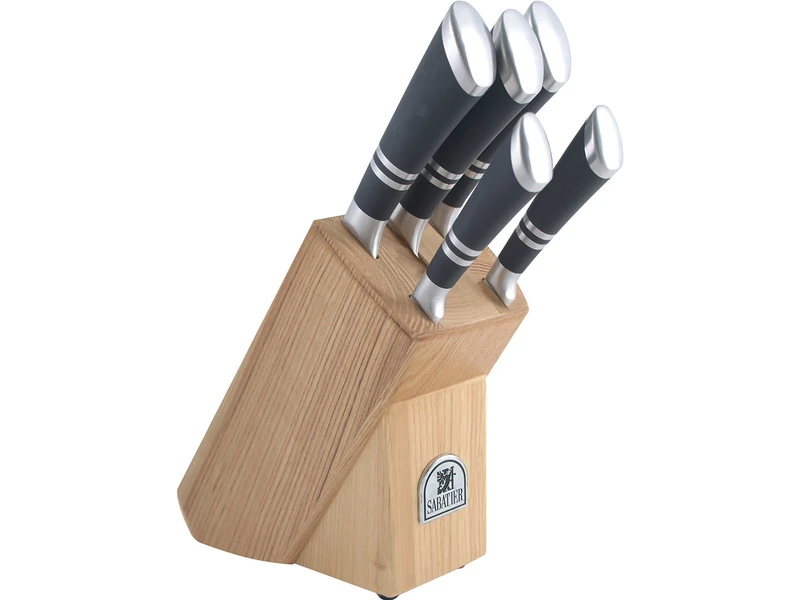 Sabatier Maison 5-Piece Knife Set with Ash Wood Block