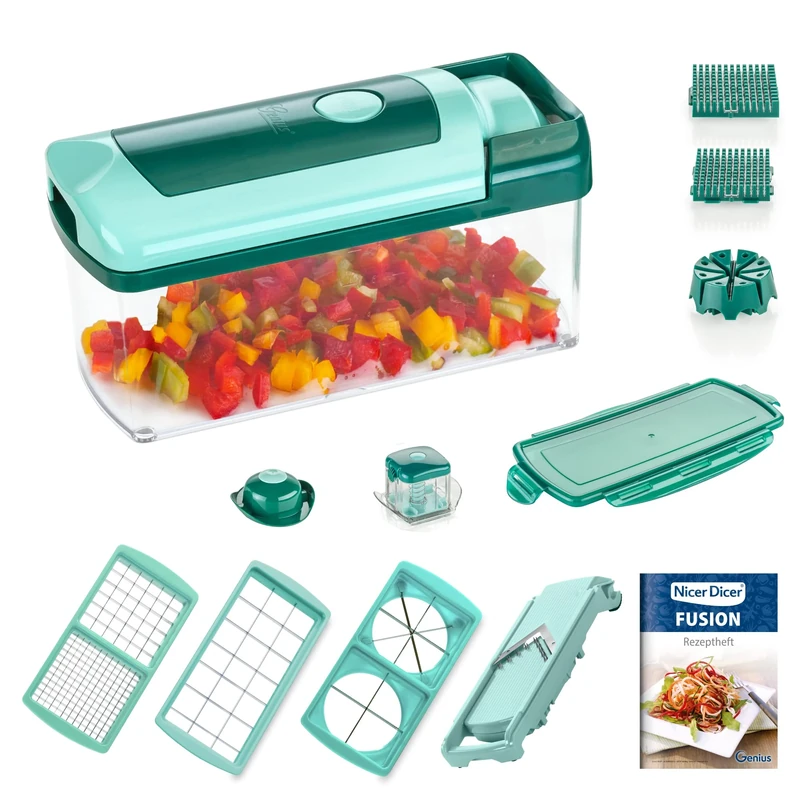 Genius vegetable and fruit slicer made of plastic, Plastic, mintgrün, 26.5 x 11.5 x 14.5 cm