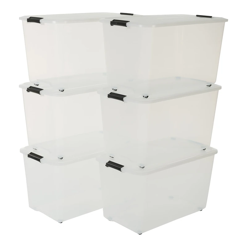 IRIS Set of 6 Storage Boxes, Plastic, Transparent, Set of 6