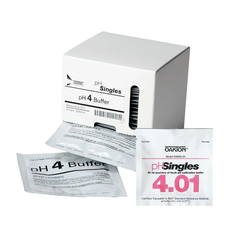 Cole-Parmer - Oakton pH Buffer Calibration Pouches, pH 4.01 - Single Use - Medical & Scientific - 20 Pouches, 20ml