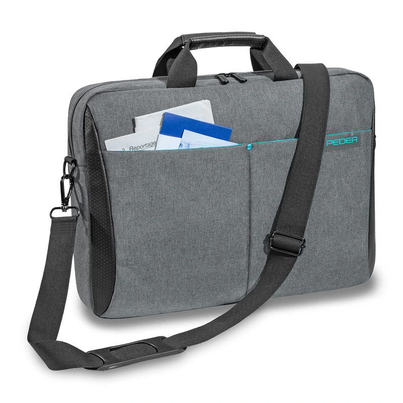 PEDEA laptop bag "Lifestyle" bag for notebooks with screens up to 15.6 inches (39.6 cm); shoulder bag with shoulder strap, grey
