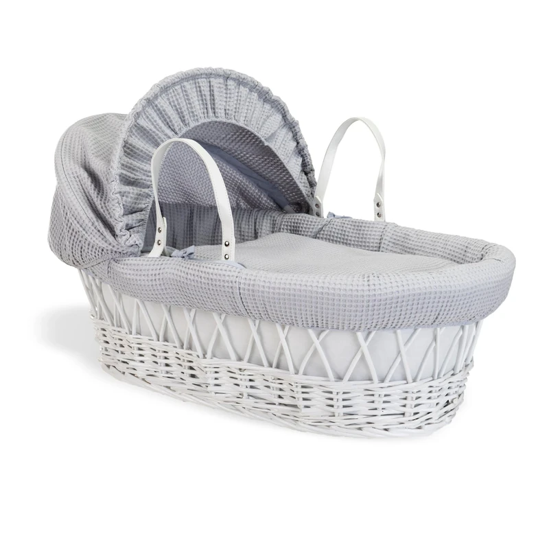 Waffle White Wicker Moses Basket