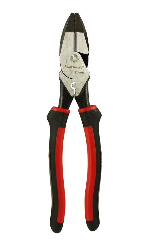 Southwire SCP9TPC High-Leverage Side Cutting Pliers with Fish Tape Puller, Crimper, and Comfort Grip Handles, 9-Inch