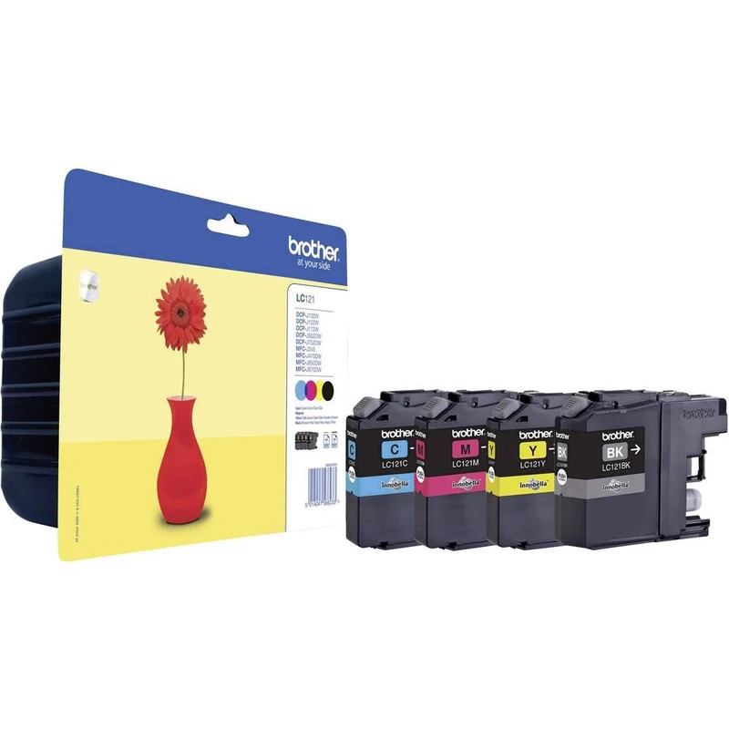 Brother LC-121 Ink Cartridges (Black, Cyan, Magenta, Yellow, MFC-J470DW, MFC-J650DW, MFC-J870DW, DCP-J552DW, DCP-J752DW, Inkjet, Blister Pack)