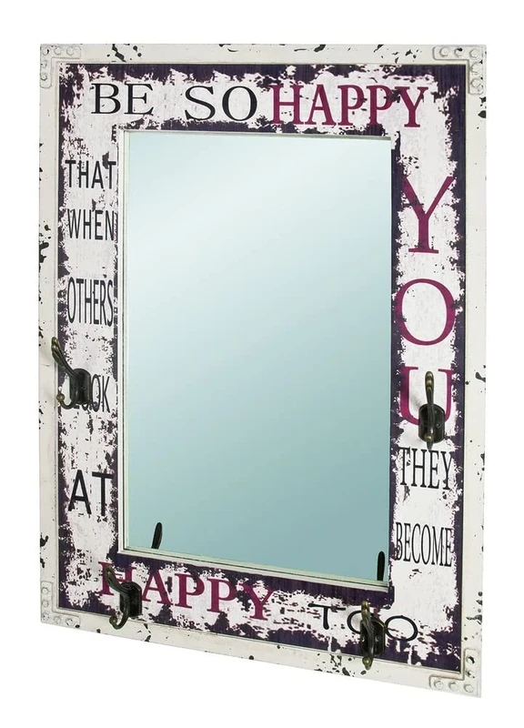 HAKU Möbel Wardrobe Vintage, Mdf, Metal, Mirror - Size: W 55 cm X H 75 cm X D 8 cm, Style: Industrial