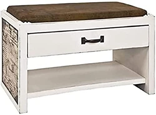 HAKU Möbel Shoe-Bench Motif, Vintage, Mdf, Fabric - Size: W 72 cm X H 42 cm X D 38 cm, Style: Industrial