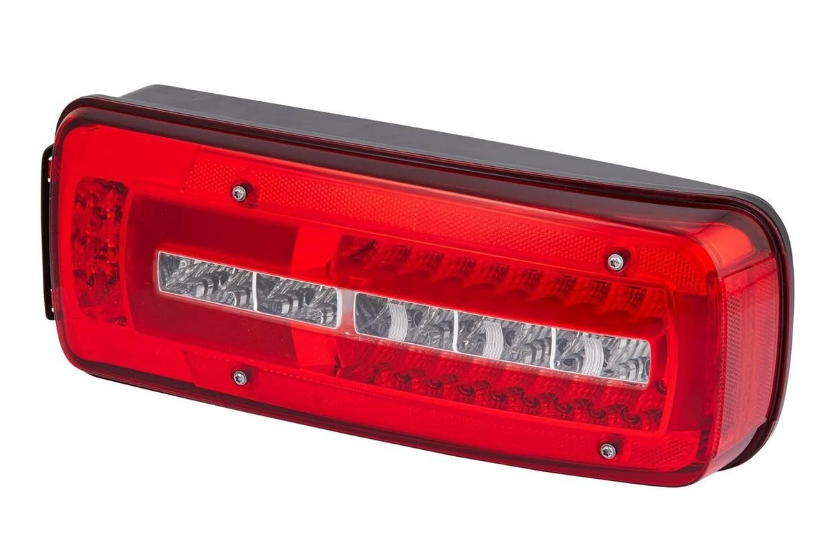 HELLA 2VP 012 381-261 Rearlight - Truck Full LED - LED - 24V - mounting/Bolted - Lens Colour: Crystal clear/Red - Cable: 500mm - Plug: HDSCS - Plug: AMP - right - Quantity: 1