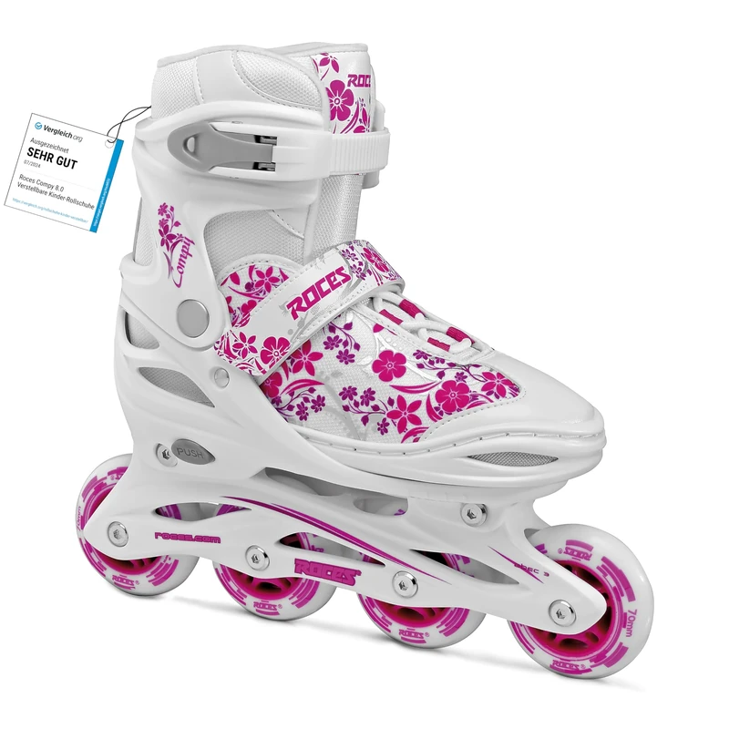Roces Children's Compy 8.0 Girls Inline Skates, Adjustable Roller Skates, White and Violet