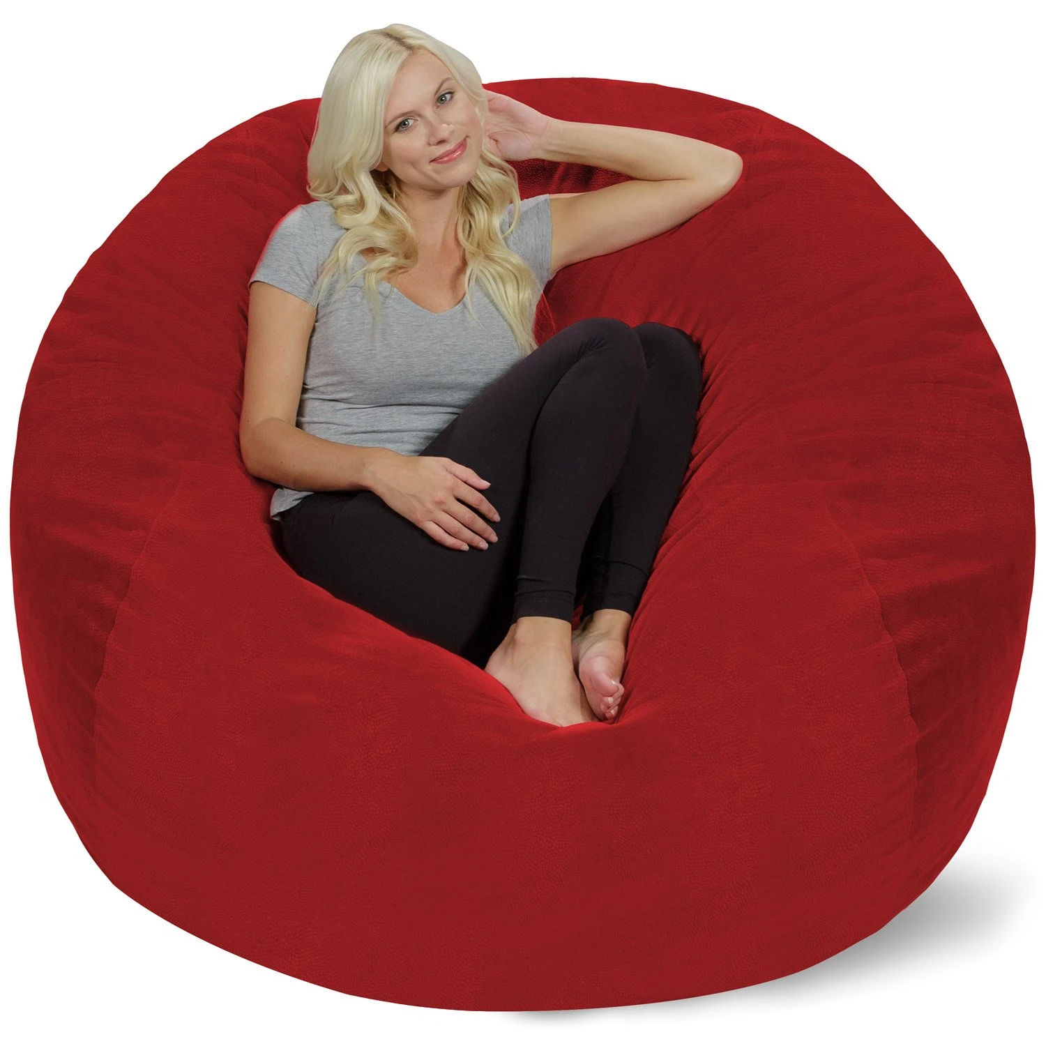 Chill Sack Bean Bag Chair: Giant 5' Memory Foam Furniture Bean Bag - Big Sofa with Soft Micro Fiber Cover - Red Pebble