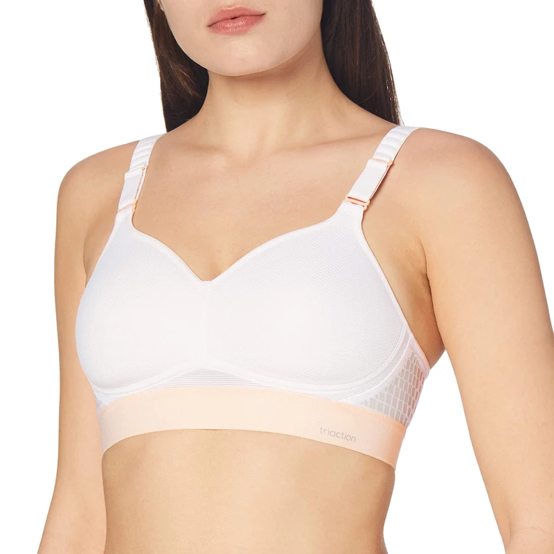 Triumph Women's Triaction Hybrid Lite P EX, Racerback Sports Bra, White