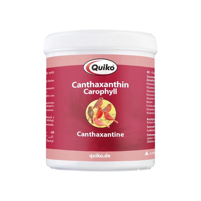 Quiko Canthaxantin/Carophyll 500g - Supplementary food for all birds with red factor - For concentrated red colouring and colour intensification - For canaries, fire siskins, woodland birds etc.