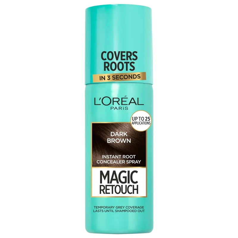 L’Oréal Paris Magic Retouch Instant Root Concealer Spray, Quick Grey Coverage, Easy Application, Home, Salon Hair Dye or Hair Colour, Shade: Dark Brown, 75ml