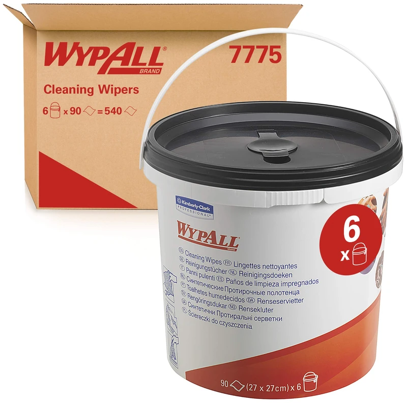 WypAll 7775 Pre-soaked Cleaning Wipes - 6 Buckets of 90