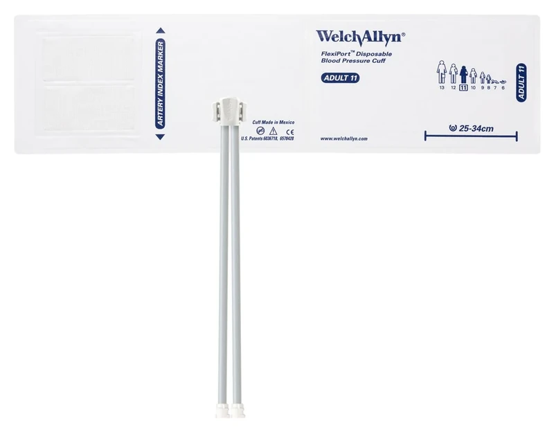 Welch Allyn SOFT-11-2MQ-1 FlexiPort Cuff, Adult, Disposable, Soft, Two-Tube, Locking (Pack of 20)