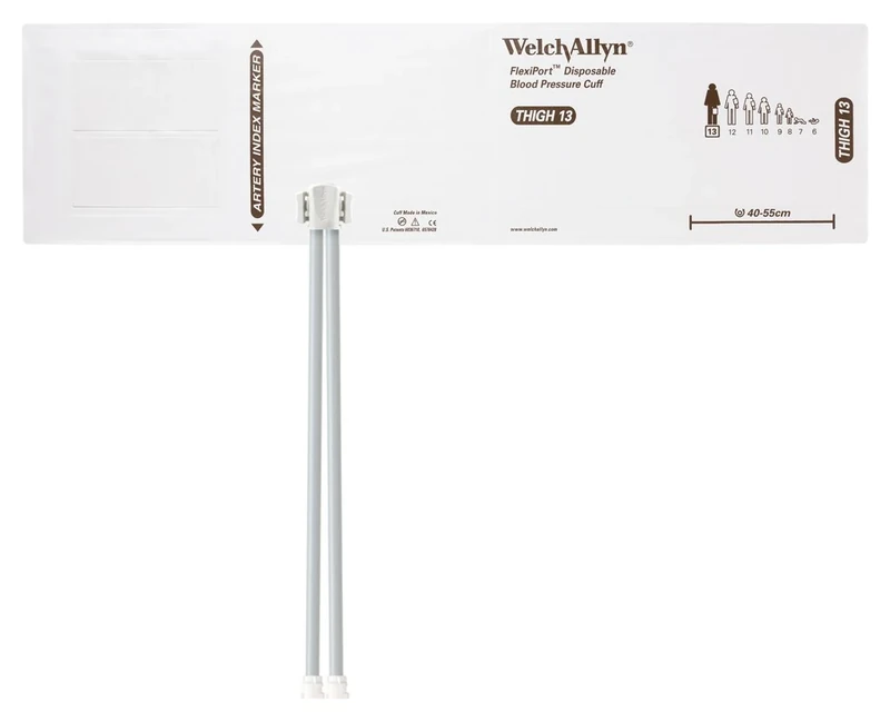 Welch Allyn SOFT-13-2MQ-1 FlexiPort Cuff, Thigh, Disposable, Soft, Two-Tube, Locking (Pack of 20)