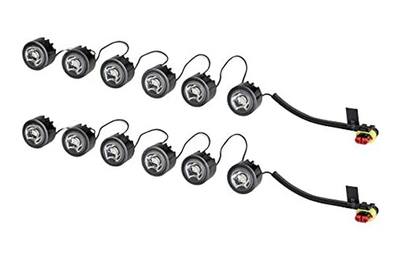 HELLA 2PT 010 458-731 LED-Daytime Running Light Set - LEDayFlex - 24/12V - Round - Fitting - Lens Colour: Crystal clear - Cable: 120mm - Vehicle Front - Set - Image 1