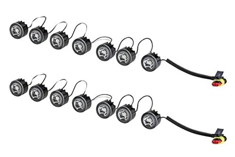 HELLA 2PT 010 458-751 LED-Daytime Running Light Set - LEDayFlex - 24/12V - Round - Fitting - Lens Colour: Crystal clear - Cable: 120mm - Vehicle Front - Set