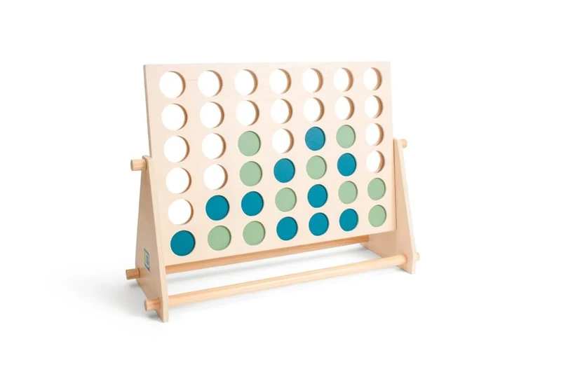 BS Toys Four Together - Skill Game For Children - Board Game For Children's Birthday Party - Suitable for Indoor - Or Outdoor - From 6 Years - Deluxe, Wood, Green / Blue - 58.9 x 42.9 x 5.1 cm