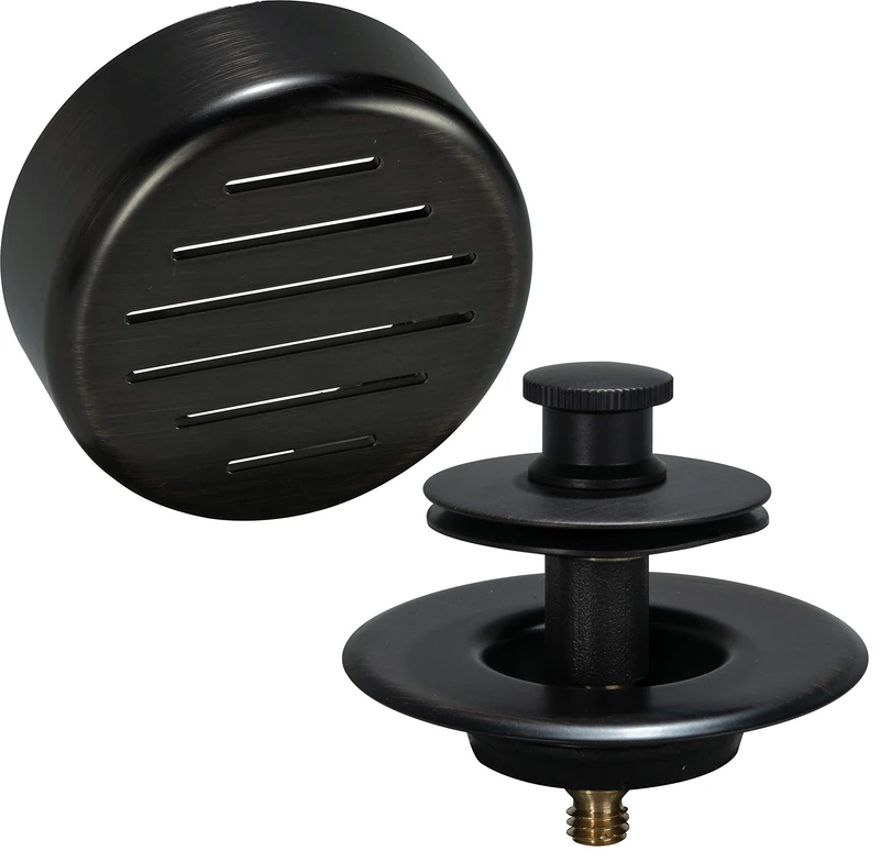 AB&A 60115 Press-In Strainer with "Classic" Overflow Plate and Push eN Lift Stopper, VeNetian Bronze Finish