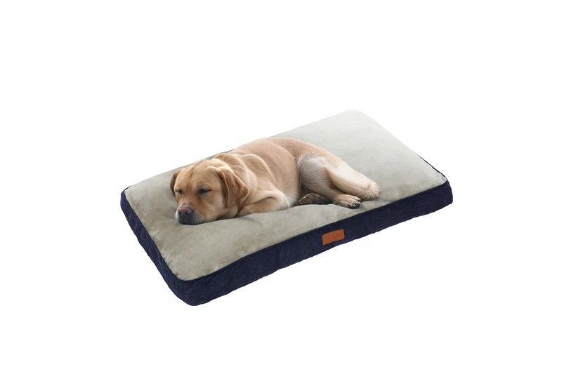 Ellie-Bo XL Dog Bed for 42-inch Dog Cage/Crate - Blue Corduroy/Grey FauxFur