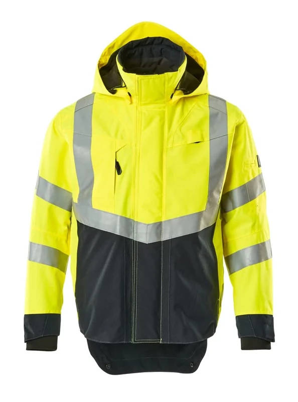 Mascot 15501-231-17010 Harlow Safe Supreme Waterproof Class 3 Outer Shell Jacket, Size S, Hi-Vis Yellow/Dark Navy