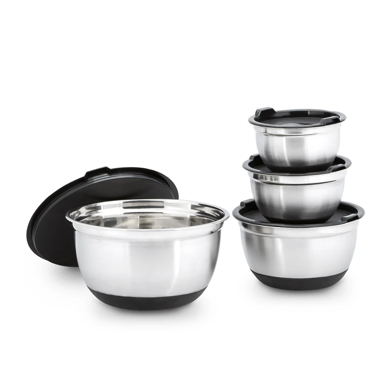 Relaxdays BOWLY Stainless Steel Mixing Bowl Set with Lids