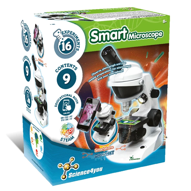 Science4you - Microscope for Kids 8 - 14 Years - Science Laboratory and Researcher Kit with Prepared Samples and Slides Microscope - Science for Children, Educational Games, Stem Toy Age 8+