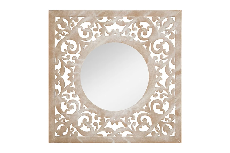 La Hacienda Square Stone Effect Mirror, Beige, 60 x 60 mm - Image 1