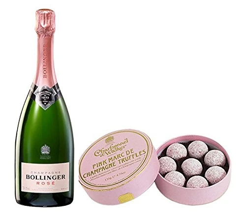 Charbonnel et Walker Pink Marc de Champagne Truffles 135 g with Bollinger Rose Non Vintage Champagne 75cl