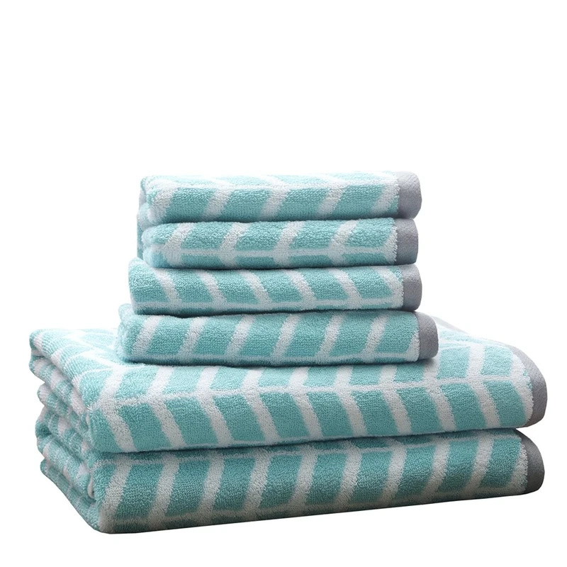 Intelligent Design - Nadia Quick Dry, Premium Absorbent Chevron Cotton Towels Bath/Bathroom Set - Ultra Soft Bathroom Towels Set - Teal - 6 Piece Set incl. 2 Shower Towel 4 Hand Towel
