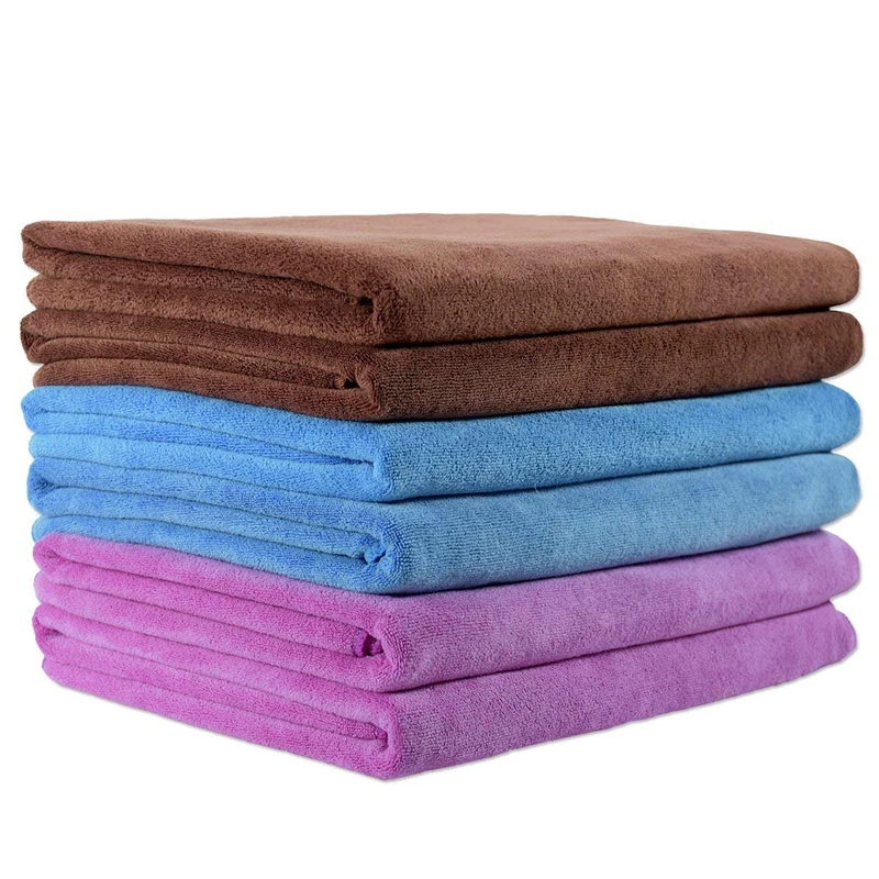 JML Microfiber Towels, Bath Towel Sets (6 Pack, 27" x 55") - Extra Absorbent, Fast Drying, Multipurpose for Bath, Swimming, Fitness, Sports, Yoga, Violet/Coffee/Blue