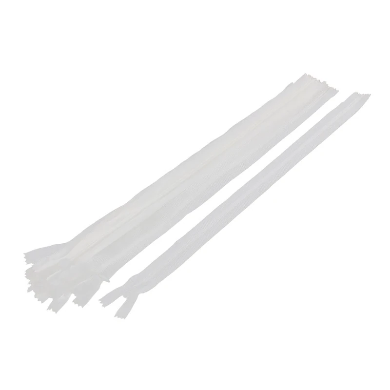 sourcing map Nylon Invisible Concealed Zip Zipper 15 Inch 10 Pcs White