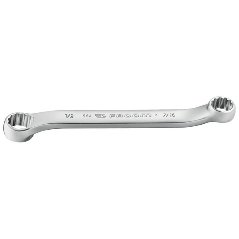 FACOM 56A.7/16X1/2 Short Angled Ring Spanner 10° Inch, Silver, 130 mm