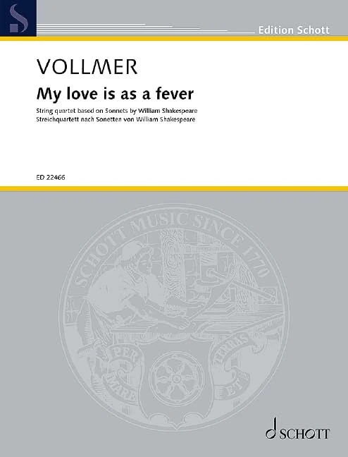 My love is as a fever: String quartet based on Sonnets by William Shakespeare. 2 violins, viola, cello. Partition et parties. - Image 1
