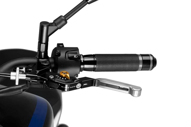 PUIG 24PNO 3.0 clutch lever. Black extendable silver folding with selector Gold