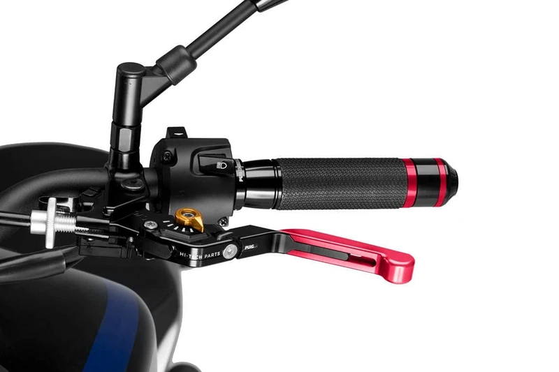 PUIG 24RNO 3.0 clutch lever. Black extendable red folding with selector Gold