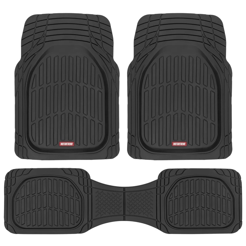 Motor Trend 923-BK Black FlexTough Contour Liners-Deep Dish Heavy Duty Rubber Floor Mats for Car SUV Truck & Van-All Weather Protection, Universal Trim to Fit