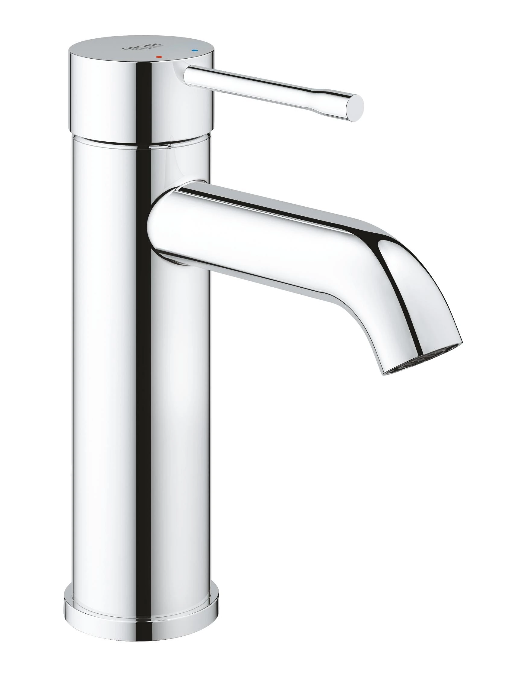 GROHE Essence Smooth Body Basin Mixer Tap (S-Size 208mm, Metal Lever, 28 mm Ceramic Cartridge, Water Saving, 3/8 Inch Tails), Chrome, 23590001