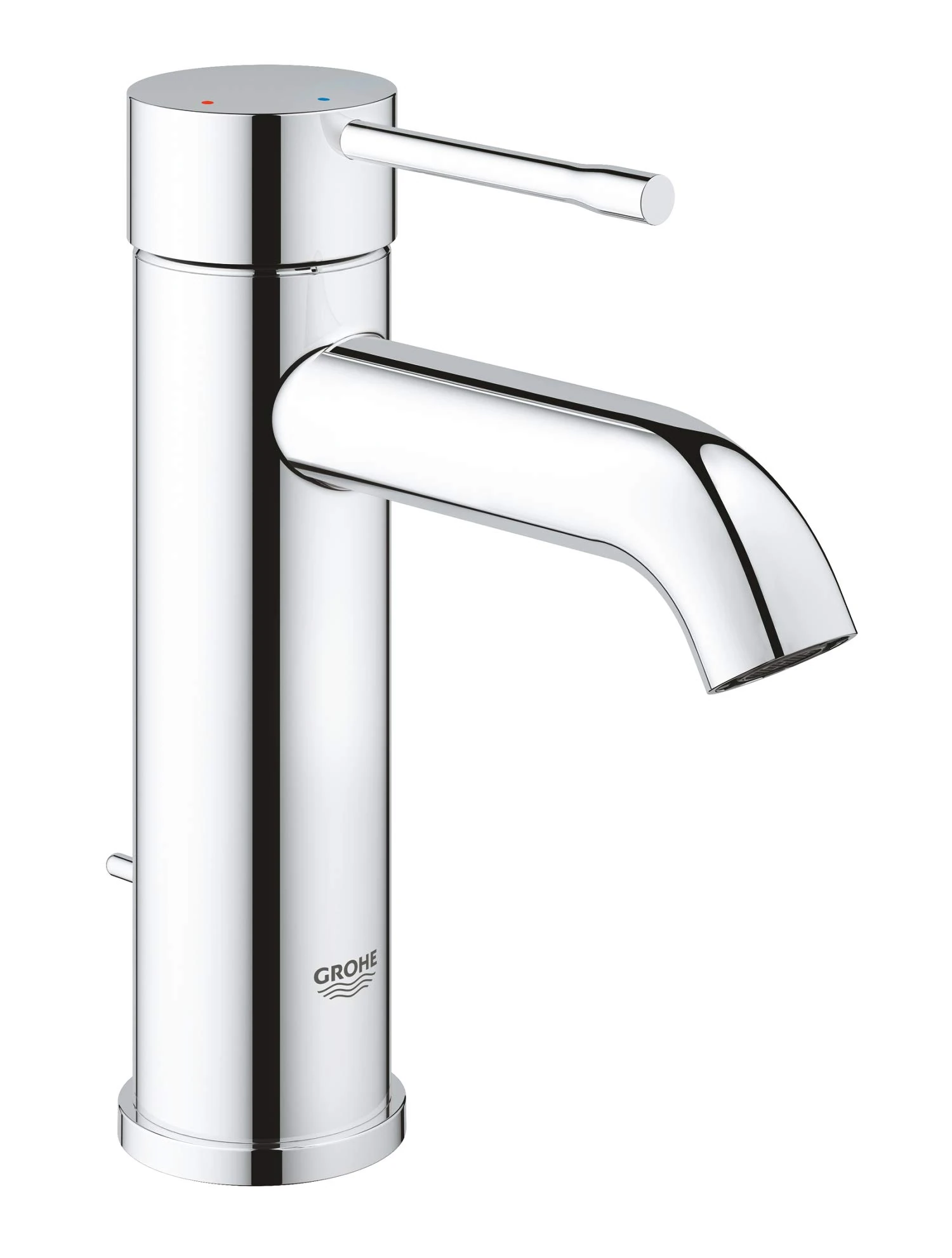 GROHE Essence Basin Mixer Tap with Pop-Up Waste Set (S-Size 208, Metal Lever, 28 mm Ceramic Cartridge, Water & Energy Saving, 3/8 Inch Tails), Chrome, 23591001