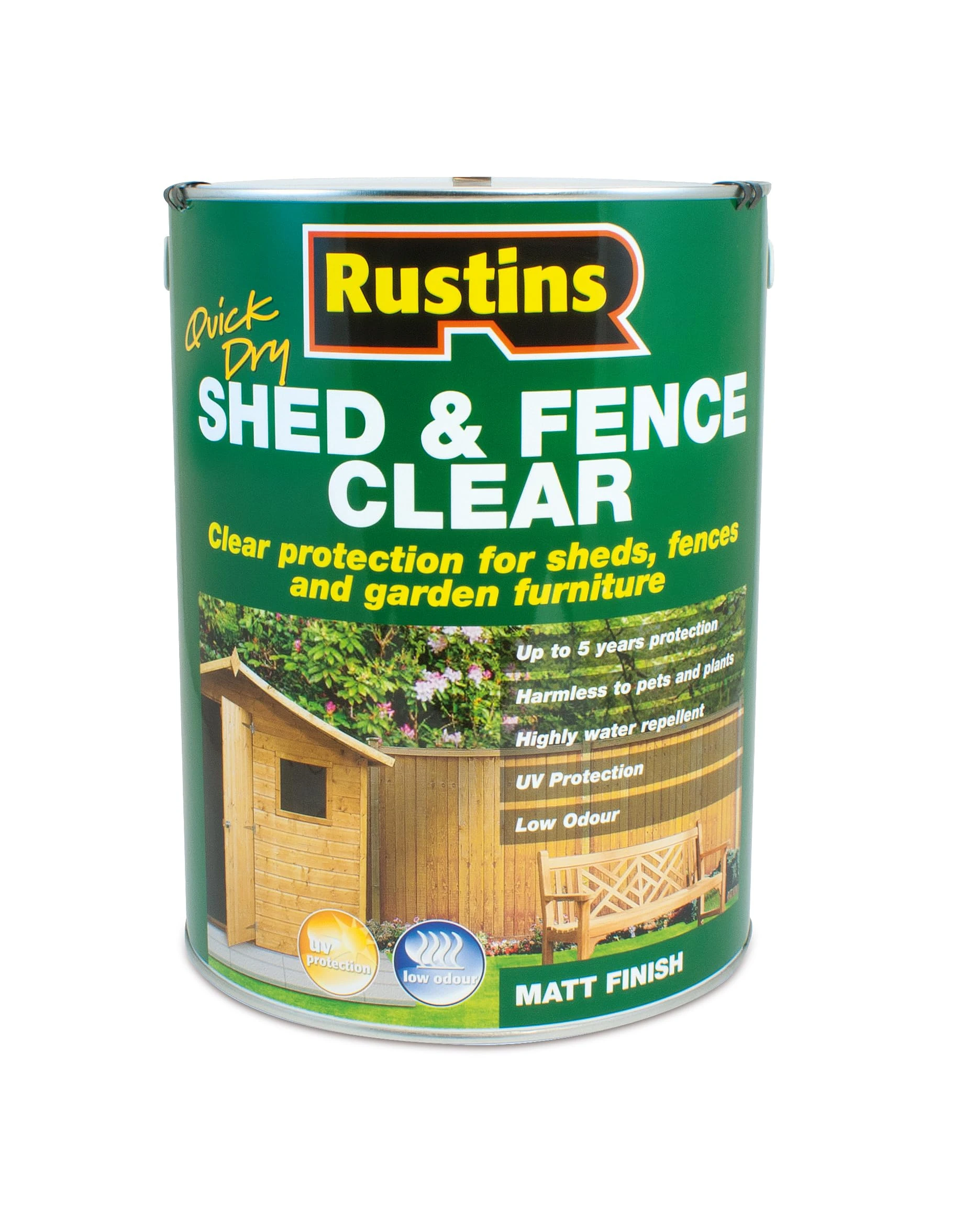 Rustins Shed & Fence Clear 5L - Advanced Wood Protector for Outdoor Structures