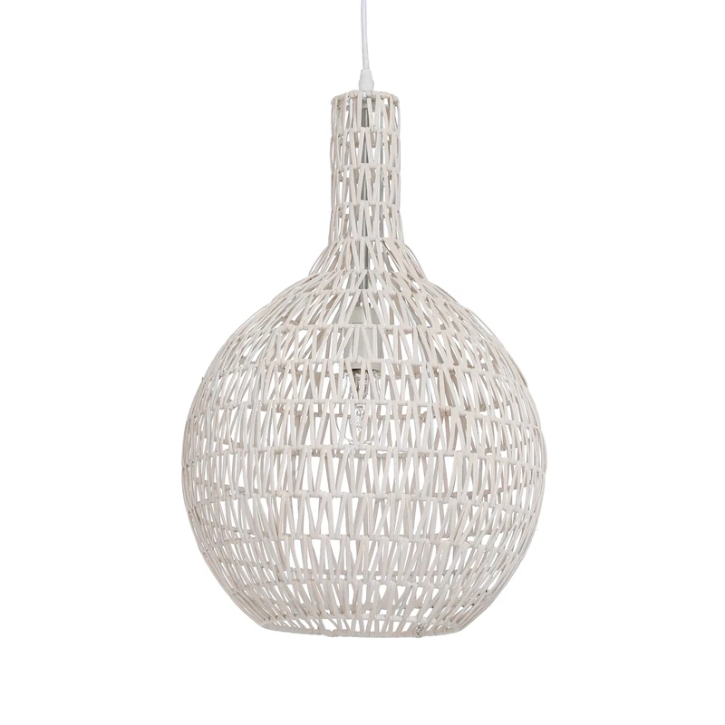 Lussiol 250276 Rattan Pendant Light, 60 W, White, Diameter 33 x Height 54 cm