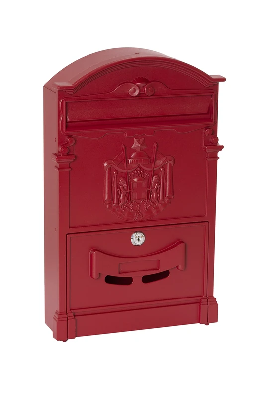 Arregui Residence D-2151/R Classic Style Aluminium Single Letter Box, Size M (DIN A4), Red