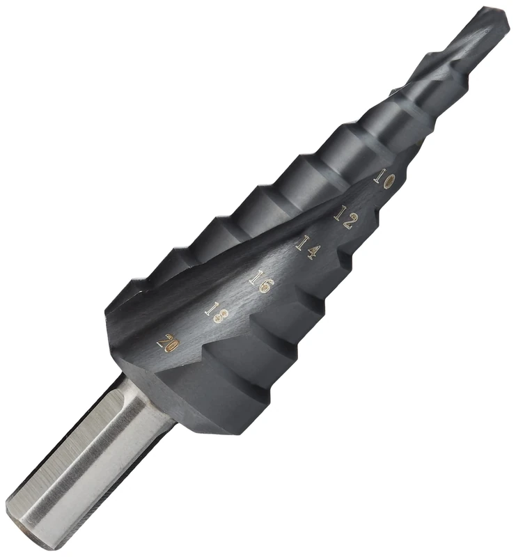 HSS TIALN stepped conical drill Helical flutes Ø 4>20Mm